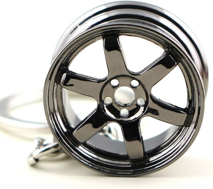 Premium TE37 Wheel Rim Keychain for Car Enthusiasts