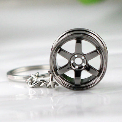 Premium TE37 Wheel Rim Keychain for Car Enthusiasts